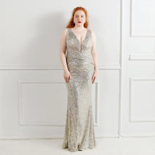 Load image into Gallery viewer, Mermaid Sequins Evening Dress V Neck Elegant