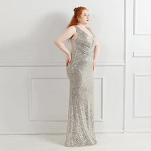 Load image into Gallery viewer, Mermaid Sequins Evening Dress V Neck Elegant