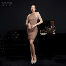 Load image into Gallery viewer, New Women Sexy Tassel Short Evening Dress Bling Sequin Sleeveless