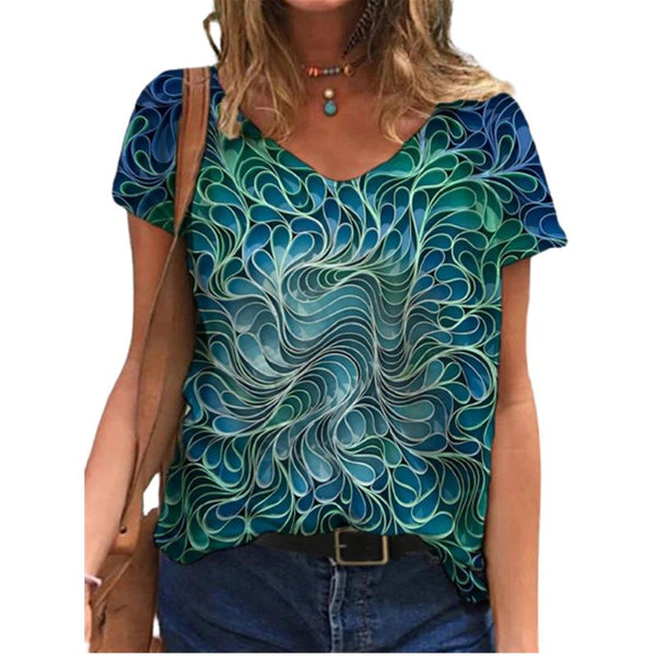 Summer T Shirt Casual Abstract Painting