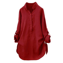 Load image into Gallery viewer, New Women Tops Blouses Autumn Loose Button Long Sleeve Long Shirt