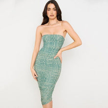 Load image into Gallery viewer, Ruffled Strapless Bodycon Dress Women's Midi Print Sexy - Sophornlilly