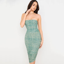 Load image into Gallery viewer, Ruffled Strapless Bodycon Dress Women's Midi Print Sexy - Sophornlilly
