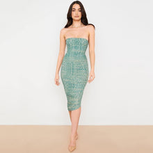 Load image into Gallery viewer, Ruffled Strapless Bodycon Dress Women's Midi Print Sexy - Sophornlilly