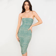 Load image into Gallery viewer, Ruffled Strapless Bodycon Dress Women's Midi Print Sexy - Sophornlilly