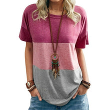 Load image into Gallery viewer, New Women's Spring and Summer Fashion Color Matching Round Neck Loose