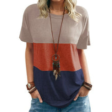 Load image into Gallery viewer, New Women's Spring and Summer Fashion Color Matching Round Neck Loose
