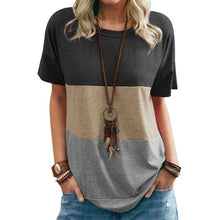 Load image into Gallery viewer, New Women's Spring and Summer Fashion Color Matching Round Neck Loose