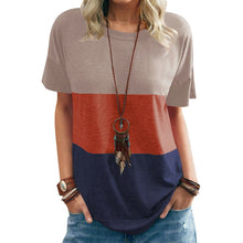 Load image into Gallery viewer, New Women's Spring and Summer Fashion Color Matching Round Neck Loose