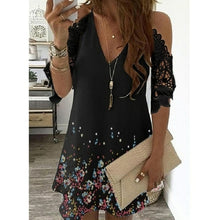 Load image into Gallery viewer, New Women's Summer Half Sleeves Printed Dress Off Shoulder  Female V