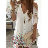 New Women's Summer Half Sleeves Printed Dress Off Shoulder  Female V