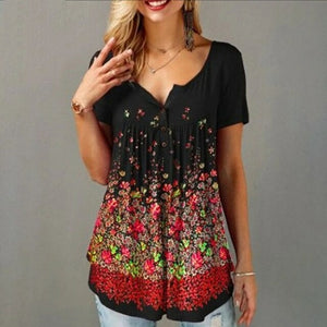 New Women's Summer Plus Size Printed Casual T Shirt Short Sleeve