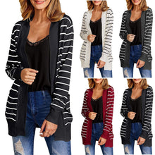 Load image into Gallery viewer, New Womens Long Cardigan Sweaters Oversized Open Front Striped Loose