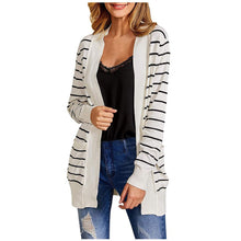 Load image into Gallery viewer, New Womens Long Cardigan Sweaters Oversized Open Front Striped Loose