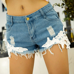 New autumn sexy women's jeans denim shorts hot high waist sexy