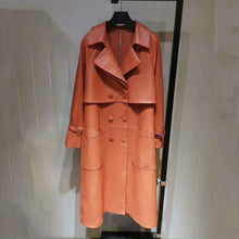Load image into Gallery viewer, genuine leather jacket high quality long clothes turn down