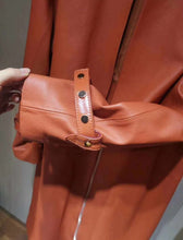 Load image into Gallery viewer, genuine leather jacket high quality long clothes turn down