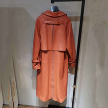 Load image into Gallery viewer, genuine leather jacket high quality long clothes turn down