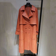 Load image into Gallery viewer, genuine leather jacket high quality long clothes turn down