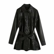 Load image into Gallery viewer, New cool tassels women long PU leathers Pop autumn