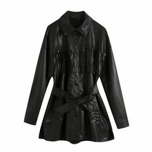 Load image into Gallery viewer, New cool tassels women long PU leathers Pop autumn