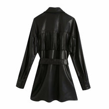 Load image into Gallery viewer, New cool tassels women long PU leathers Pop autumn