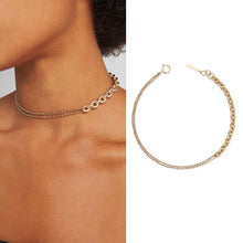Load image into Gallery viewer, New copper plated gold asymmetric cross short necklace for women's - Sophornlilly