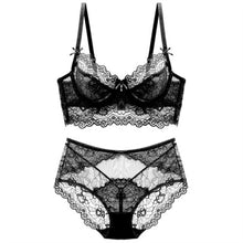 Load image into Gallery viewer, New thin bra set lace adjustable gathering underwear without sponge