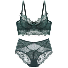 Load image into Gallery viewer, New thin bra set lace adjustable gathering underwear without sponge