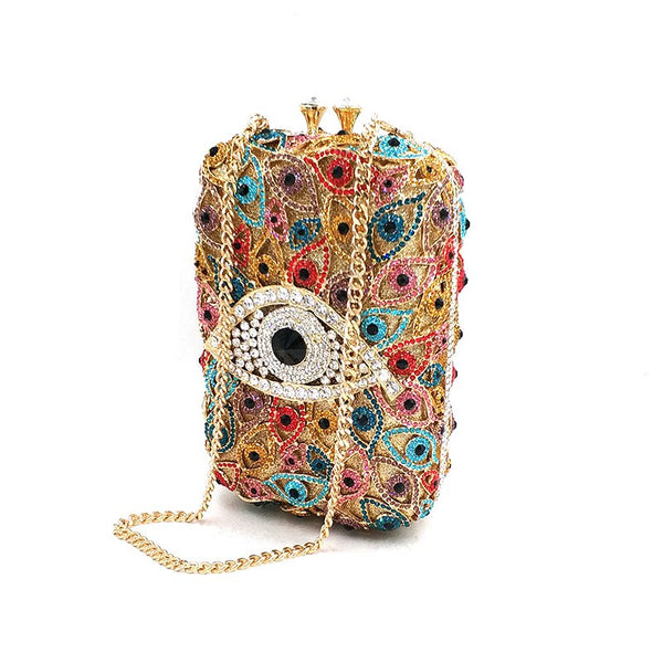 New women evening party big evil eye diamonds luxury clutches vintage