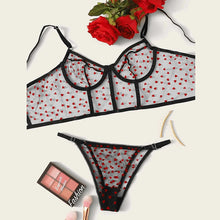 Load image into Gallery viewer, New women's underwear lace bra Heart Print Mesh Lingerie Set Sexy