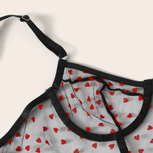 Load image into Gallery viewer, New women's underwear lace bra Heart Print Mesh Lingerie Set Sexy