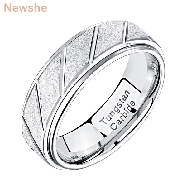 Charm Rings For Men Tungsten Carbide 7mm Frosting Surface Cross