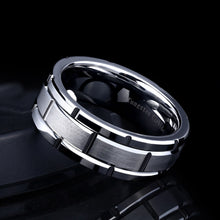 Load image into Gallery viewer, Newshe Tungsten Men Ring 8mm Brick Pattern Brushed Bands For Him