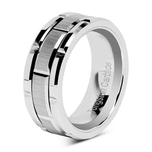 Load image into Gallery viewer, Newshe Tungsten Men Ring 8mm Brick Pattern Brushed Bands For Him