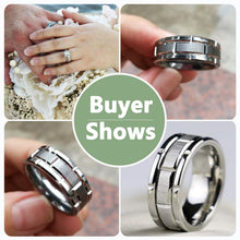 Load image into Gallery viewer, Newshe Tungsten Men Ring 8mm Brick Pattern Brushed Bands For Him