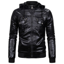 Load image into Gallery viewer, Hooded Leather Jackets and Coats Autumn thick Bomber