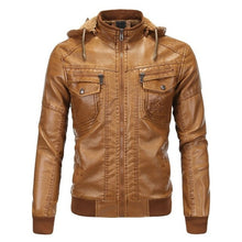 Load image into Gallery viewer, Hooded Leather Jackets and Coats Autumn thick Bomber