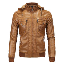 Load image into Gallery viewer, Hooded Leather Jackets and Coats Autumn thick Bomber