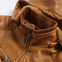 Load image into Gallery viewer, Hooded Leather Jackets and Coats Autumn thick Bomber