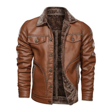 Load image into Gallery viewer, Nice Pop Russian Winter Leather Jacket Men Top quality Faux Fur Warm