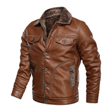 Load image into Gallery viewer, Nice Pop Russian Winter Leather Jacket Men Top quality Faux Fur Warm