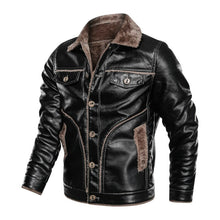 Load image into Gallery viewer, Nice Pop Russian Winter Leather Jacket Men Top quality Faux Fur Warm