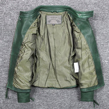 Load image into Gallery viewer, Motorcycle Women Leather Jackets Dark Green Sheepskin