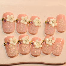 Load image into Gallery viewer, Nude Pink Full Cover  Flower Nail Tips Salon Acrylic Nail Art Natural