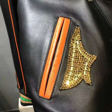 Load image into Gallery viewer, O neck coat women spring new brand genuine leather jacket diamond