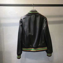 Load image into Gallery viewer, O neck coat women spring new brand genuine leather jacket diamond