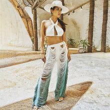 Load image into Gallery viewer, Knitted Straight Pants for Women Hipster Tassel Hollow Out High-Waist