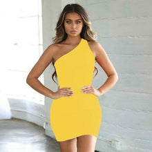 Load image into Gallery viewer, ONCE Sexy Club Dresses Summer Solid Color Backless One Shoulder - Sophornlilly