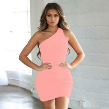 Load image into Gallery viewer, ONCE Sexy Club Dresses Summer Solid Color Backless One Shoulder - Sophornlilly